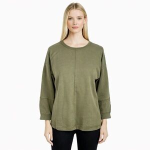 Habitat Clothes to Live In Lagenlook Sweatshirt Green Boxy French Terry Size XS